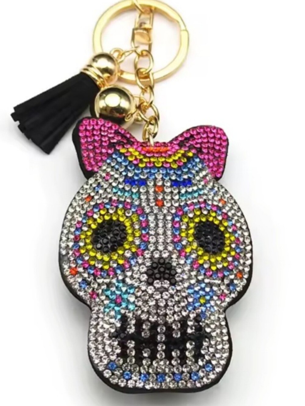 Bling Sugar Skull Crystal Rhinestone Keychain Bag Charm